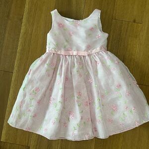 Youngland Pink Striped Floral Dress